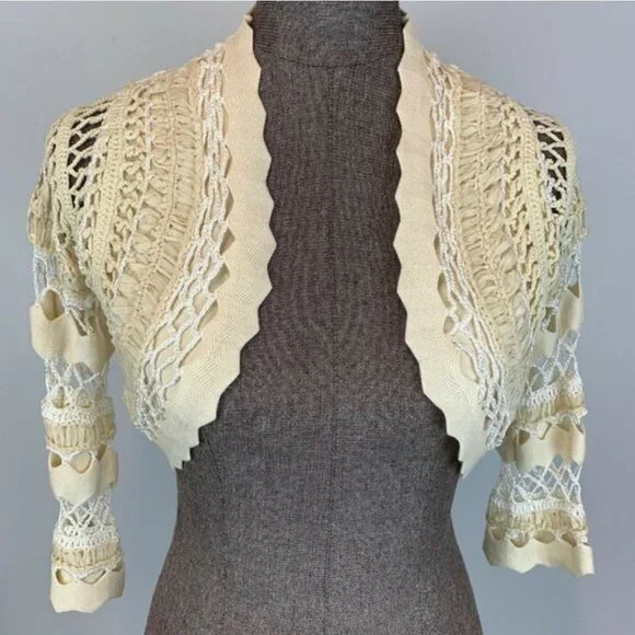 Gaby Eden Crochet Bolero Shrug Jacket Short - Picture 3 of 7